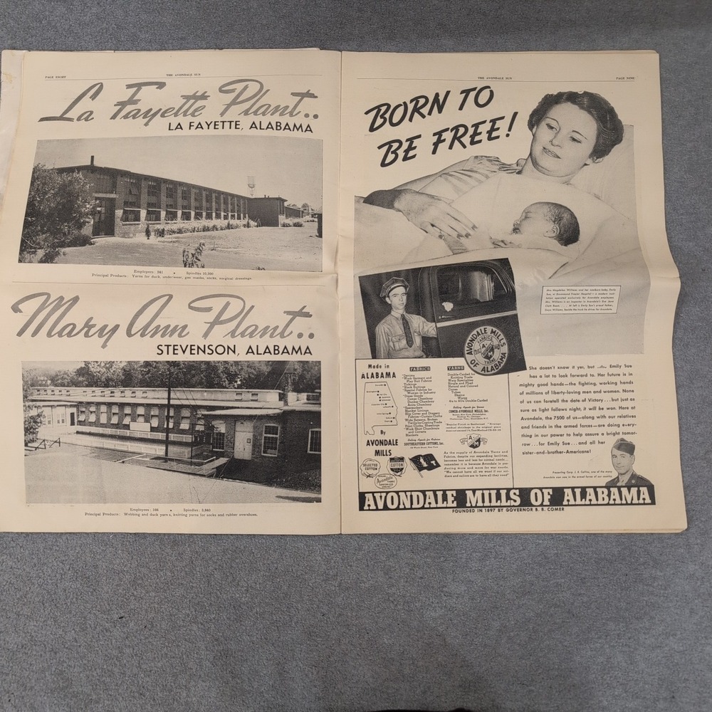 2 Avondale Sun Newspapers 1943 WWII Mill WINS Army-Navy Production Award Alabama - Picture 4 of 8